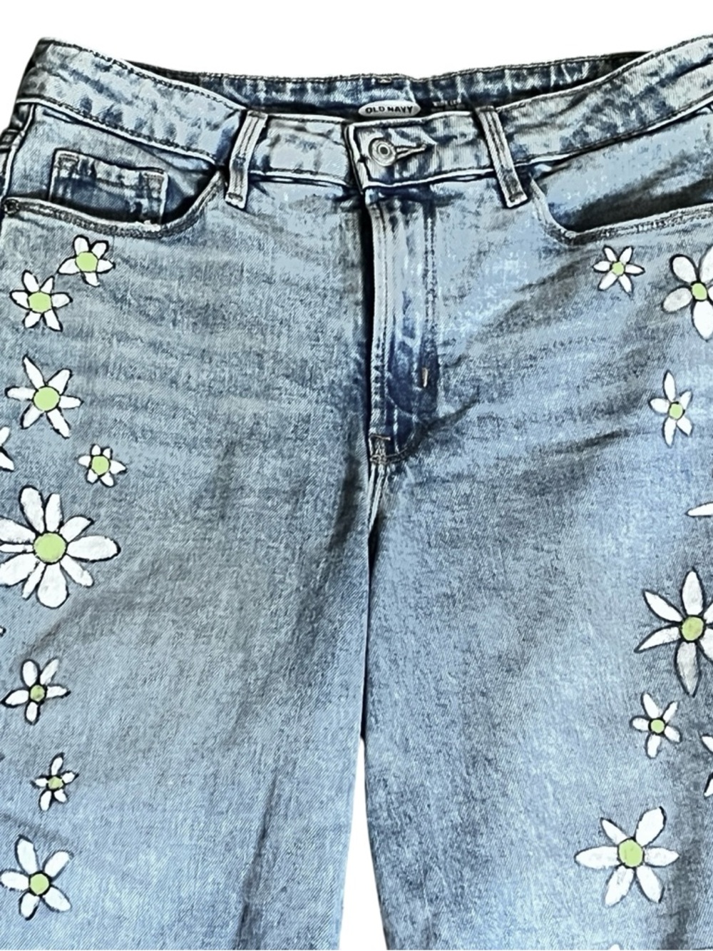 Old Navy Extra High Rise Wide Leg DIY Painted Jeans Size 10 - Picture 3 of 8